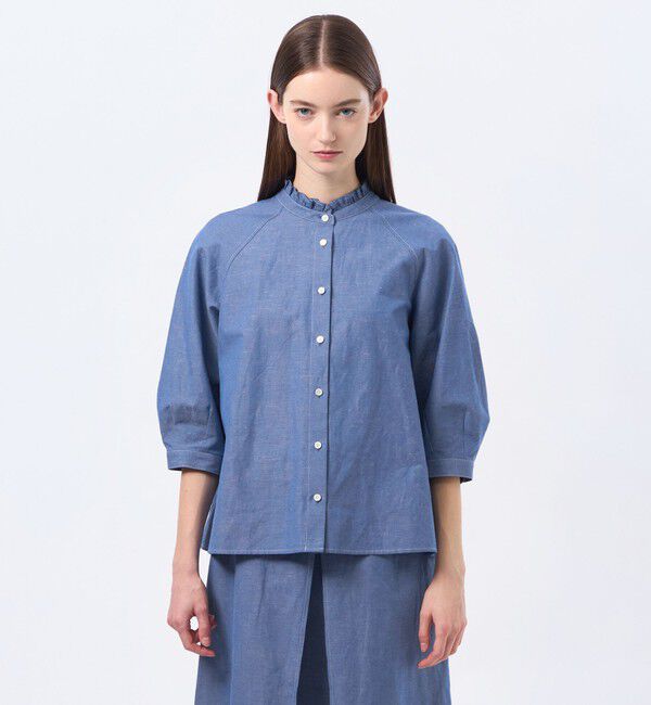 MACKINTOSH PHILOSOPHY「ハケメコットンリネンフリルカラーブラウス」|シャツ・ブラウス|