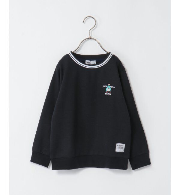 ikka kids「【キッズ】[速乾]リブライン刺繍トレーナー(100~160cm)」|Tシャツ・カットソー|ネイビー