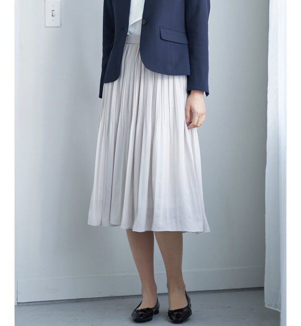 IKKA LOUNGE「シフォンプリーツスカート」|スカート|ベージュ