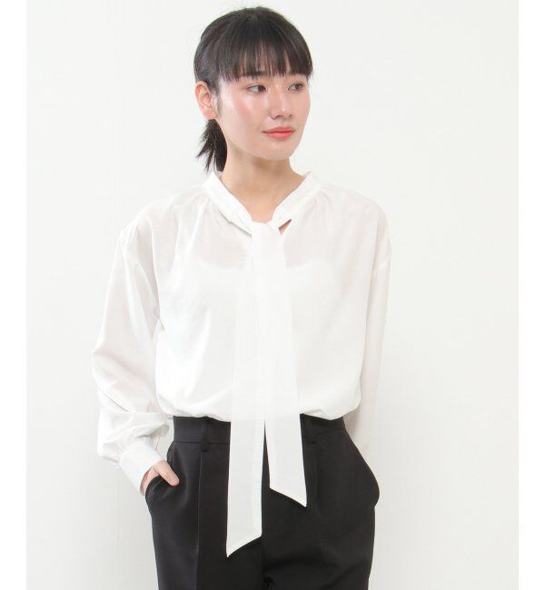 IKKA LOUNGE「【洗濯機で洗える】前後2WAYタイブラウス」|シャツ・ブラウス|オフホワイト