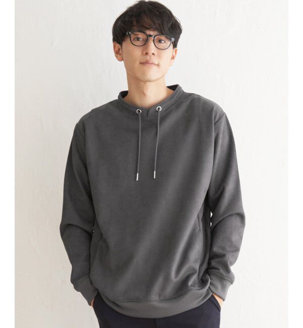 ikka「【抗菌防臭／吸水速乾】清潔フェイクスエードルーイカラー」|パーカー|チャコール