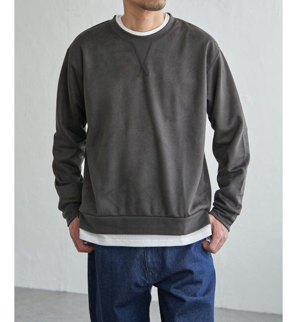 ikka「GOKU楽 フェイクスエードレイヤード」|パーカー|チャコール