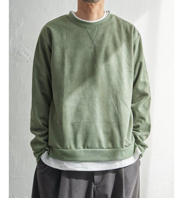 ikka「GOKU楽 フェイクスエードレイヤード」|パーカー|グリーン