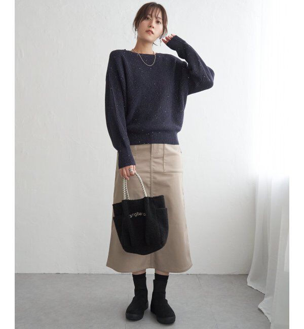 ikka「ラメスパンコールニットプルオーバー」|プルオーバー|
