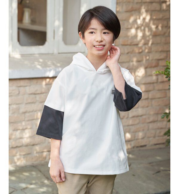 ikka kids「【親子コーデ】冷感6分袖レイヤードパーカー（120~160cm）」|Tシャツ・カットソー|
