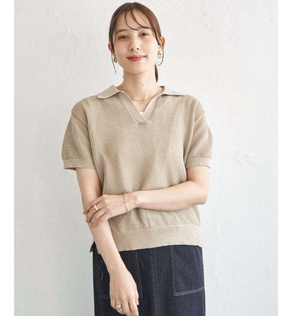 ikka「【2点セット】襟付きニットプルオーバーアンサンブル」|ニット・セーター|