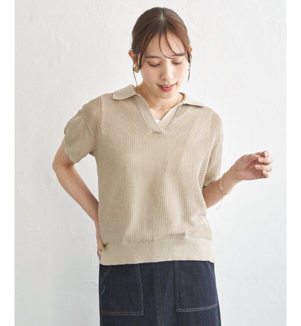 ikka「【2点セット】襟付きニットプルオーバーアンサンブル」|ニット・セーター|