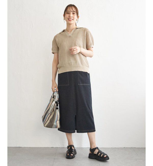 ikka「【2点セット】襟付きニットプルオーバーアンサンブル」|ニット・セーター|