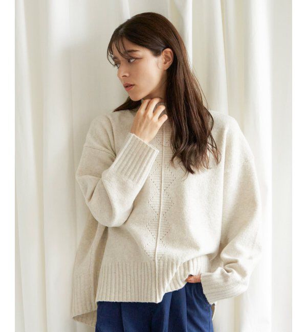 Lbc with Life「透かし柄バックスリットニット」|カーディガン|