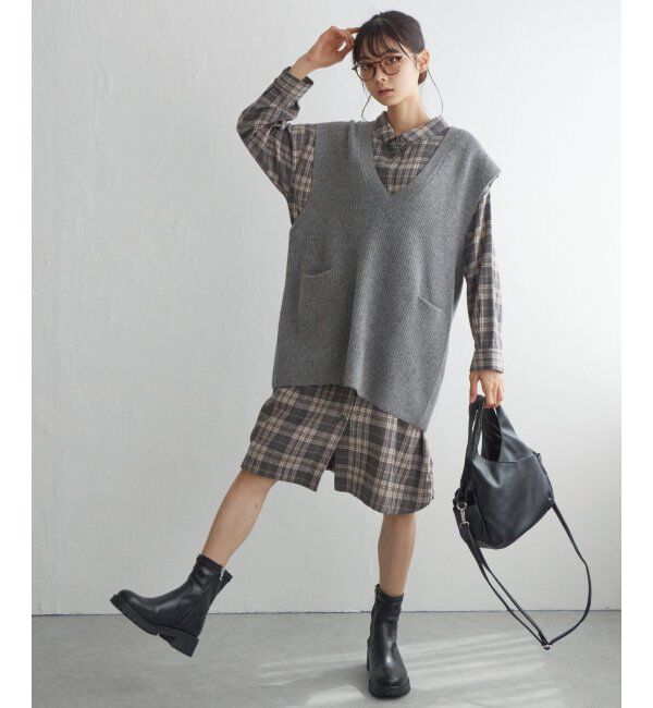 Lbc with Life「ポケ付きニットロングベスト」|ニット・セーター|