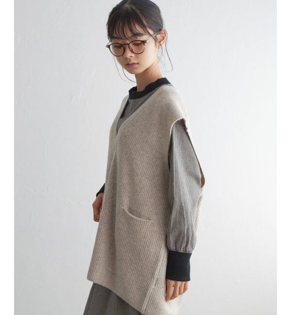 Lbc with Life「ポケ付きニットロングベスト」|ニット・セーター|