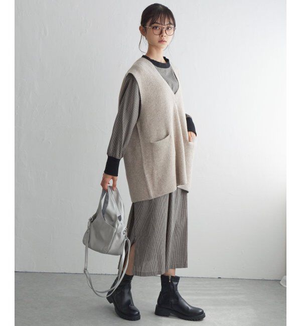 Lbc with Life「ポケ付きニットロングベスト」|ニット・セーター|