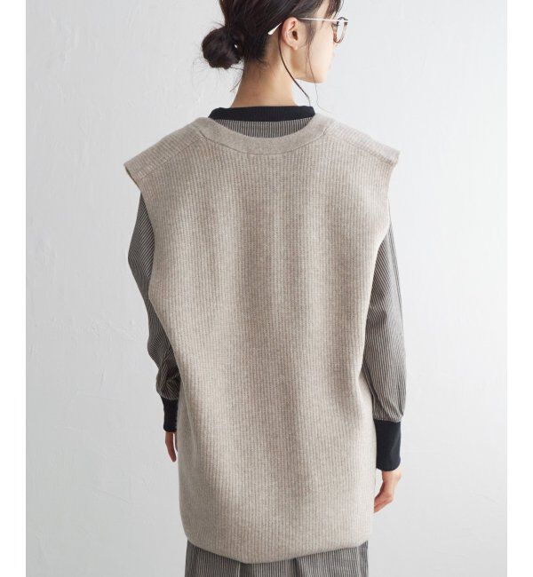 Lbc with Life「ポケ付きニットロングベスト」|ニット・セーター|