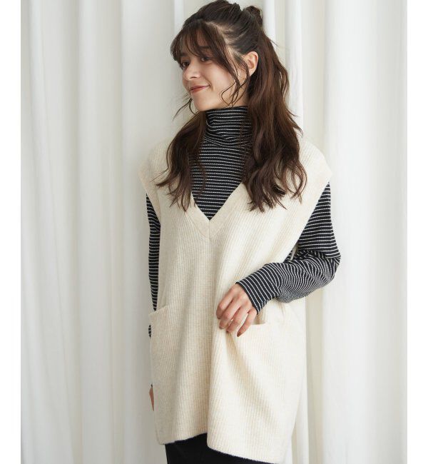 Lbc with Life「ポケ付きニットロングベスト」|ニット・セーター|