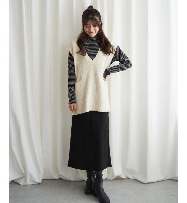 Lbc with Life「ポケ付きニットロングベスト」|ニット・セーター|