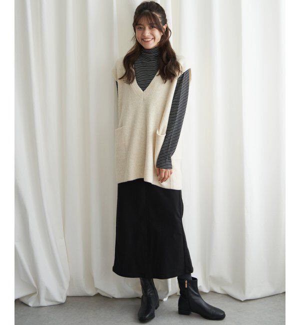 Lbc with Life「ポケ付きニットロングベスト」|ニット・セーター|