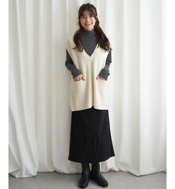 Lbc with Life「ポケ付きニットロングベスト」|ニット・セーター|