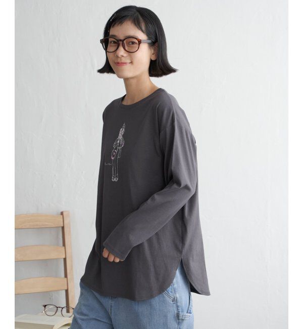 Lbc with Life「GirlプリントロンT」|Tシャツ・カットソー|チャコール