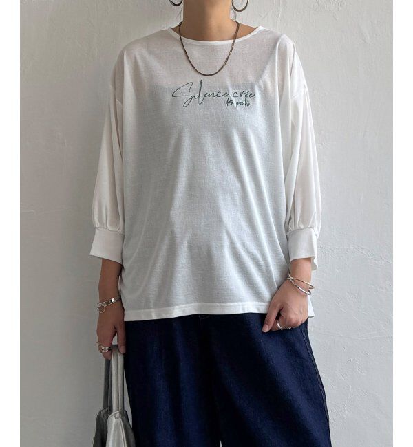 Lbc with Life「シアーロゴ刺繍7分袖Tシャツ」|Tシャツ・カットソー|