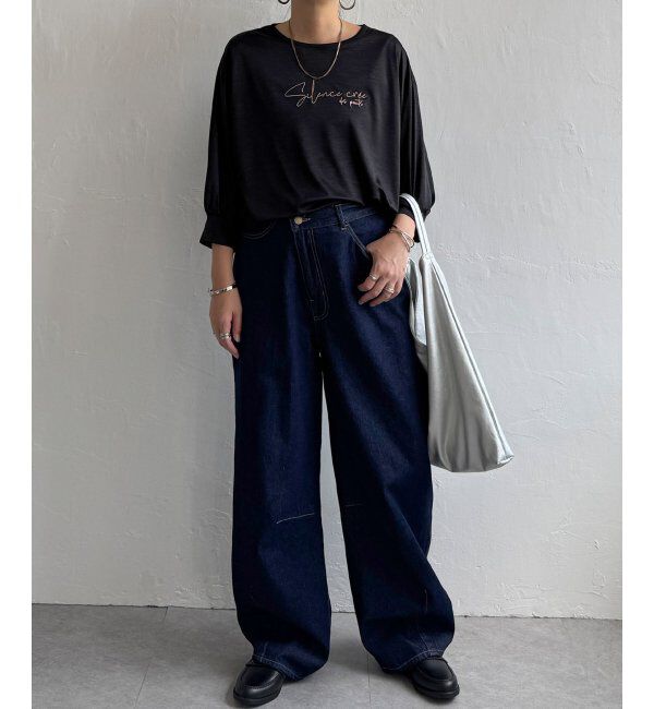 Lbc with Life「シアーロゴ刺繍7分袖Tシャツ」|Tシャツ・カットソー|