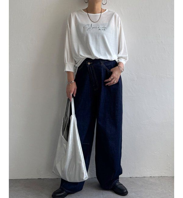 Lbc with Life「シアーロゴ刺繍7分袖Tシャツ」|Tシャツ・カットソー|