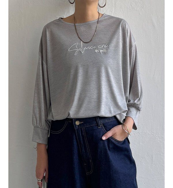 Lbc with Life「シアーロゴ刺繍7分袖Tシャツ」|Tシャツ・カットソー|