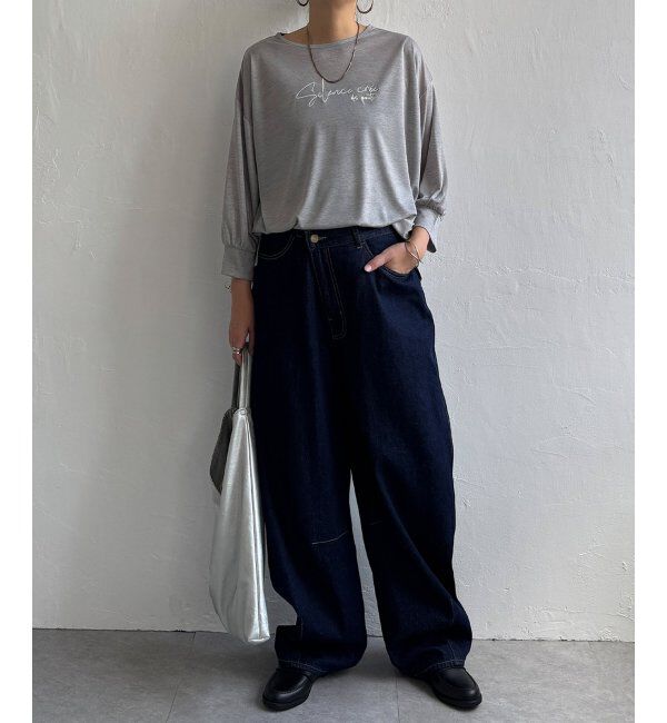 Lbc with Life「シアーロゴ刺繍7分袖Tシャツ」|Tシャツ・カットソー|