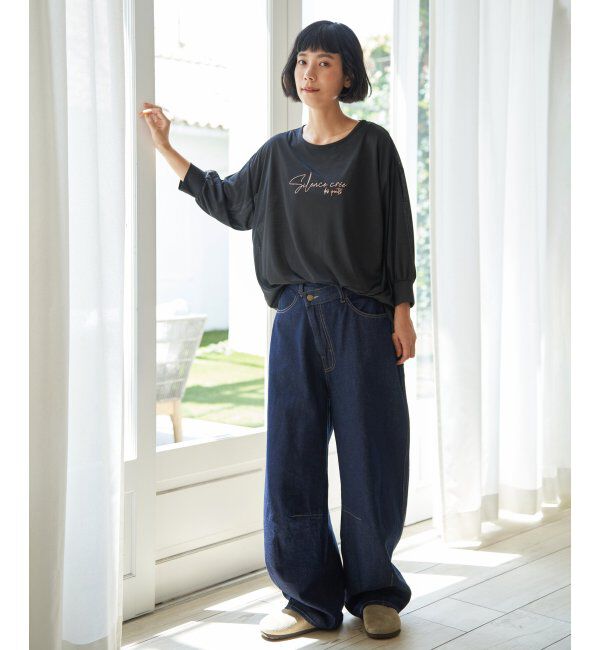 Lbc with Life「シアーロゴ刺繍7分袖Tシャツ」|Tシャツ・カットソー|