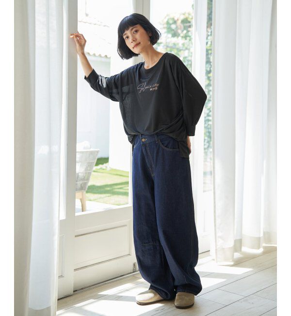 Lbc with Life「シアーロゴ刺繍7分袖Tシャツ」|Tシャツ・カットソー|