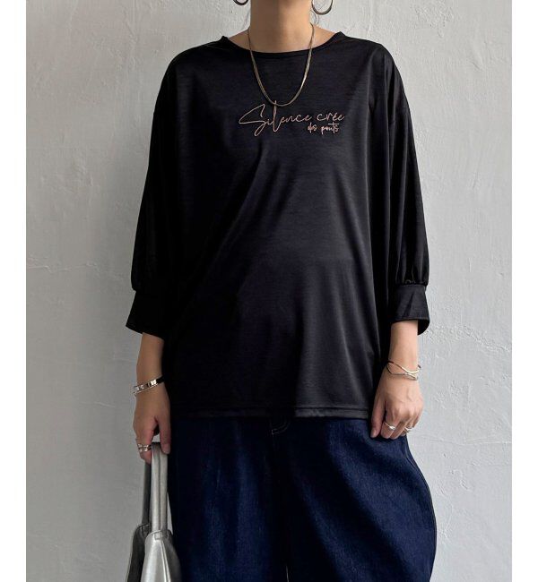 Lbc with Life「シアーロゴ刺繍7分袖Tシャツ」|Tシャツ・カットソー|