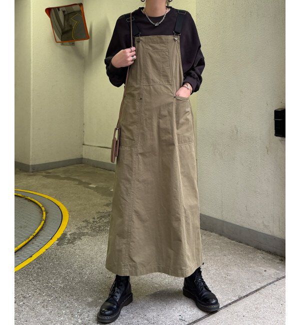 Lbc with Life「コットンツイルワークジャンスカ」|ワンピース|カーキ