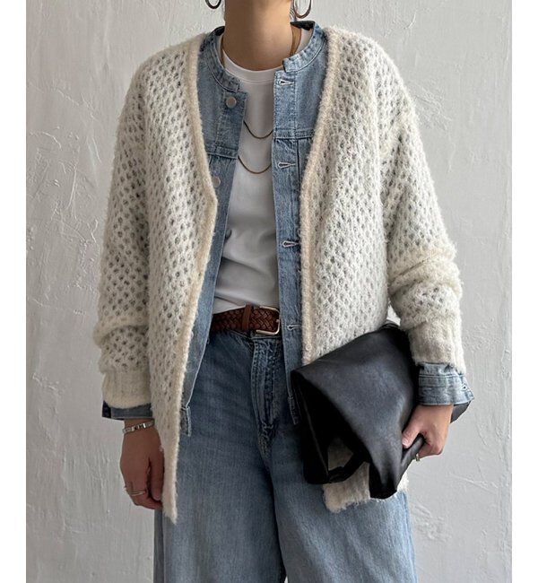 Lbc with Life「フェザーメッシュカーディガン」|カーディガン|