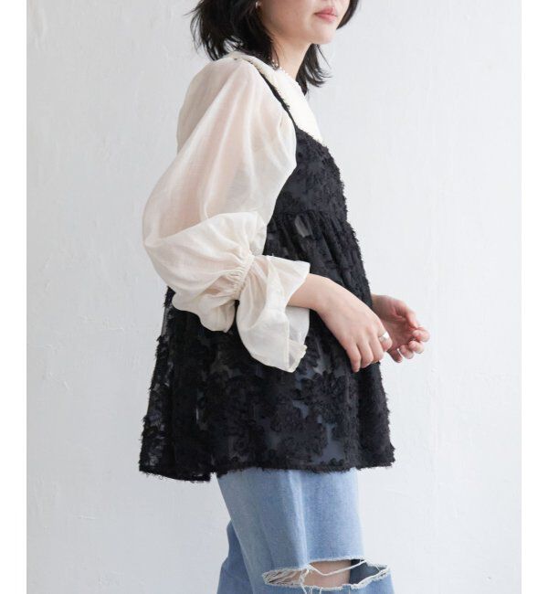 VENCE share style「フリンジジャガードキャミソール」|タンクトップ|ブラック