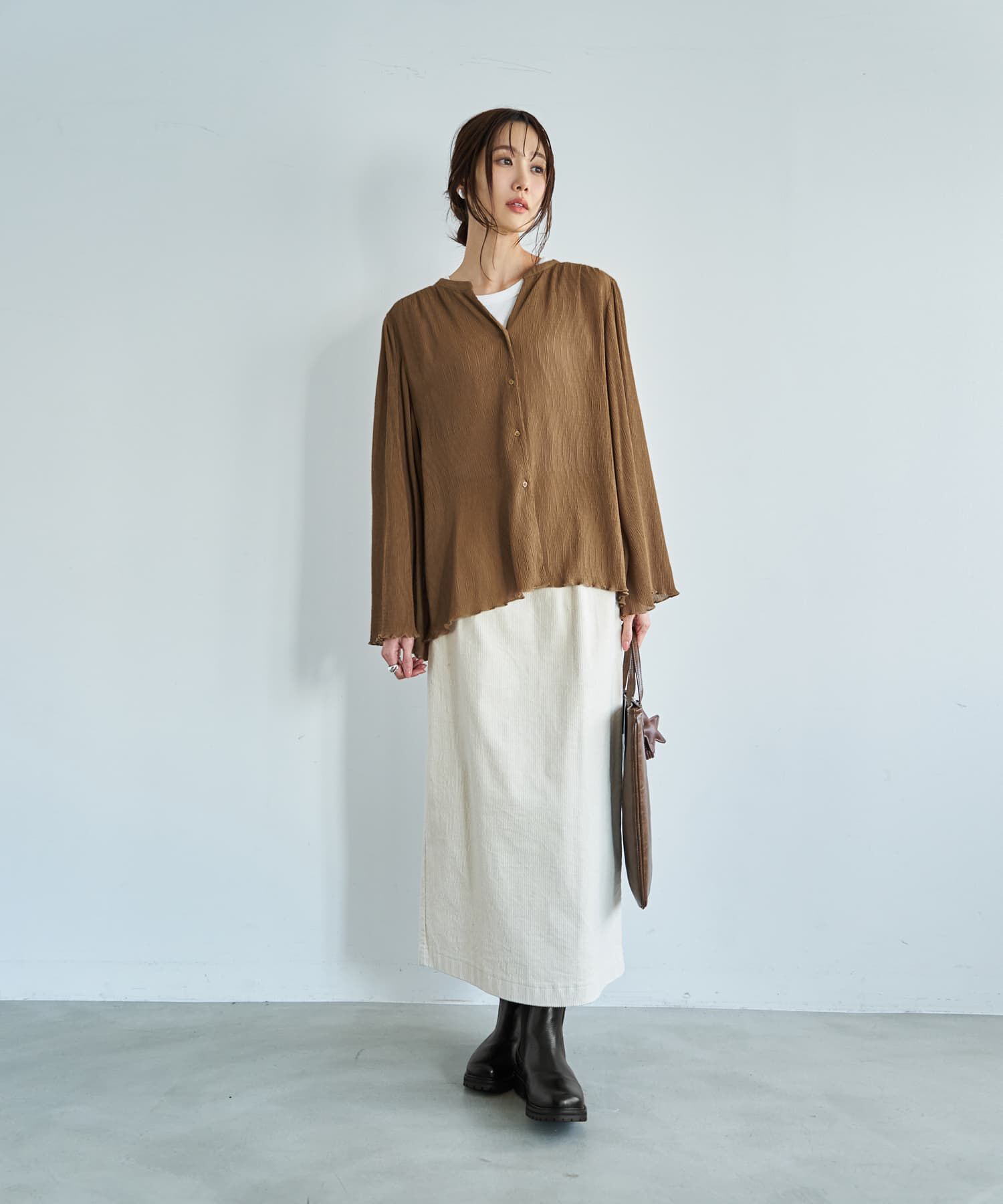 STYLE DELI「シャーリングシフォン楊柳風ブラウス」|シャツ・ブラウス|