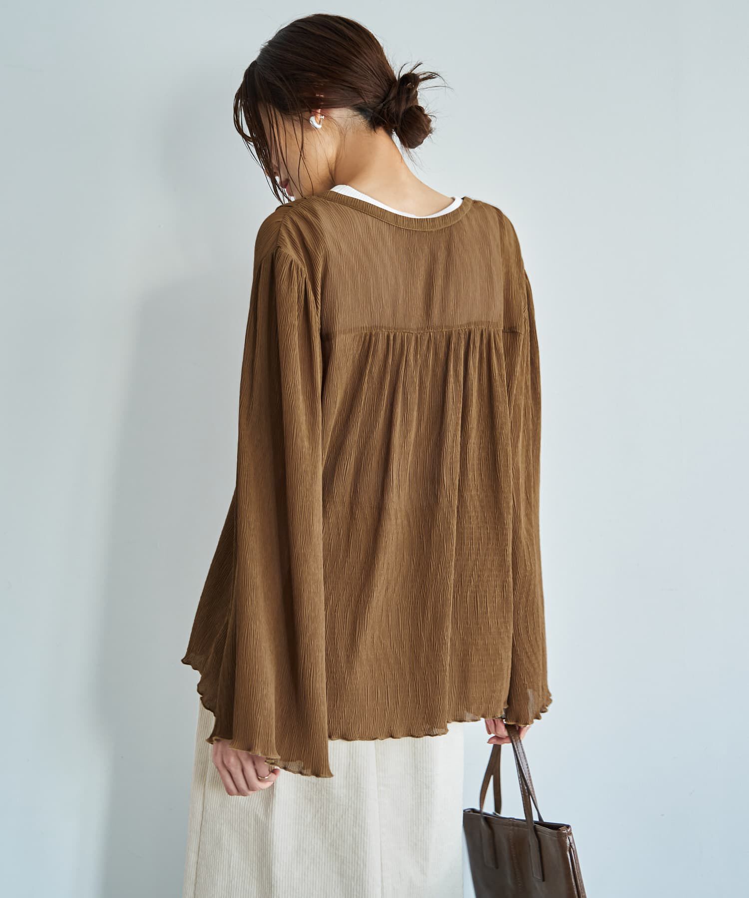 STYLE DELI「シャーリングシフォン楊柳風ブラウス」|シャツ・ブラウス|