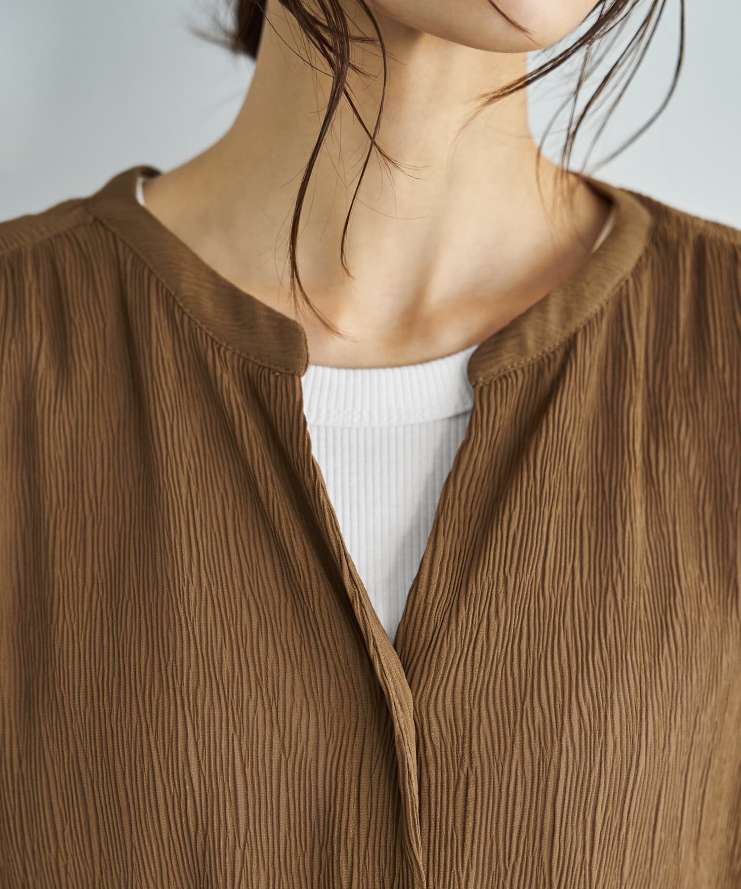 STYLE DELI「シャーリングシフォン楊柳風ブラウス」|シャツ・ブラウス|