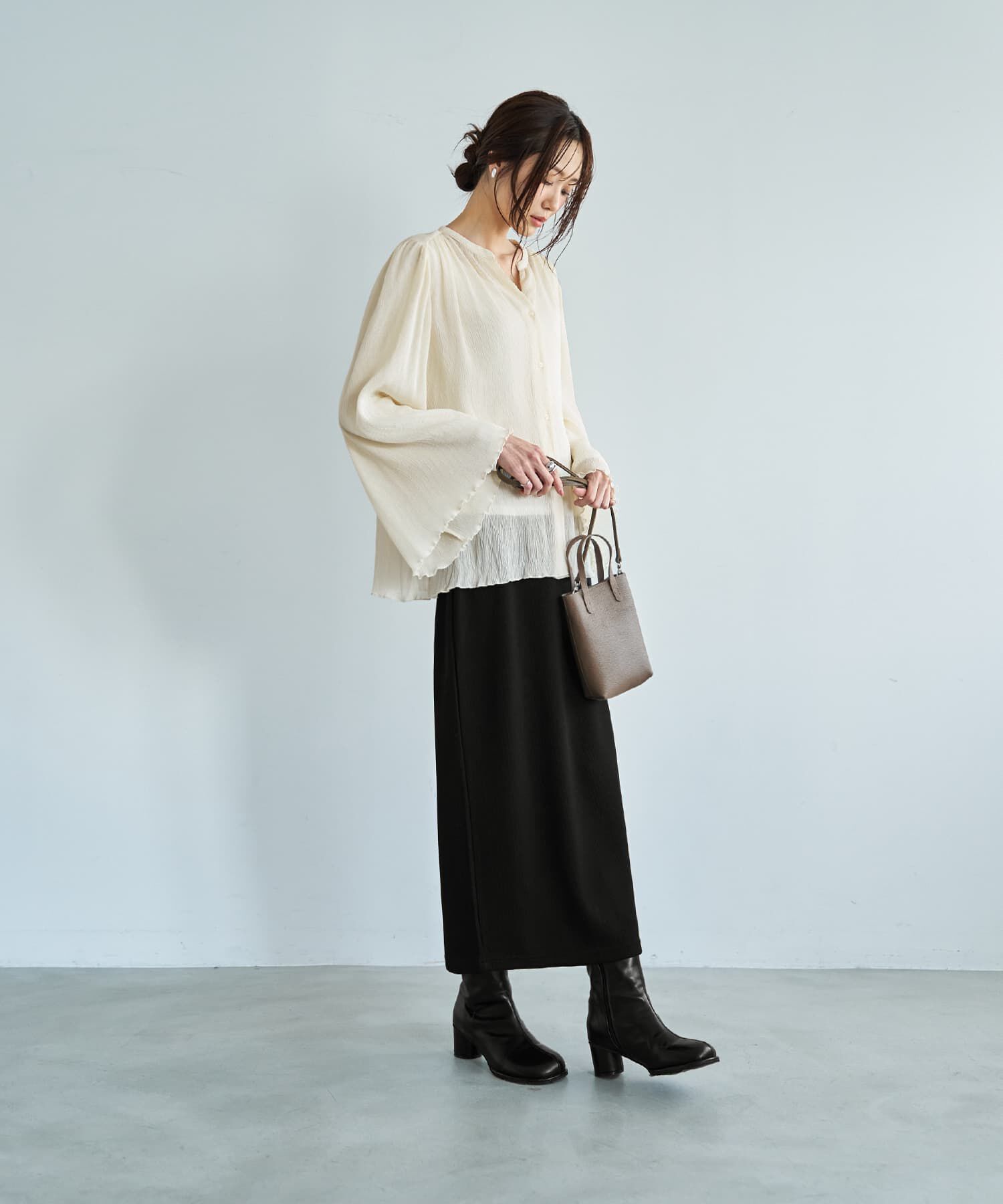 STYLE DELI「シャーリングシフォン楊柳風ブラウス」|シャツ・ブラウス|