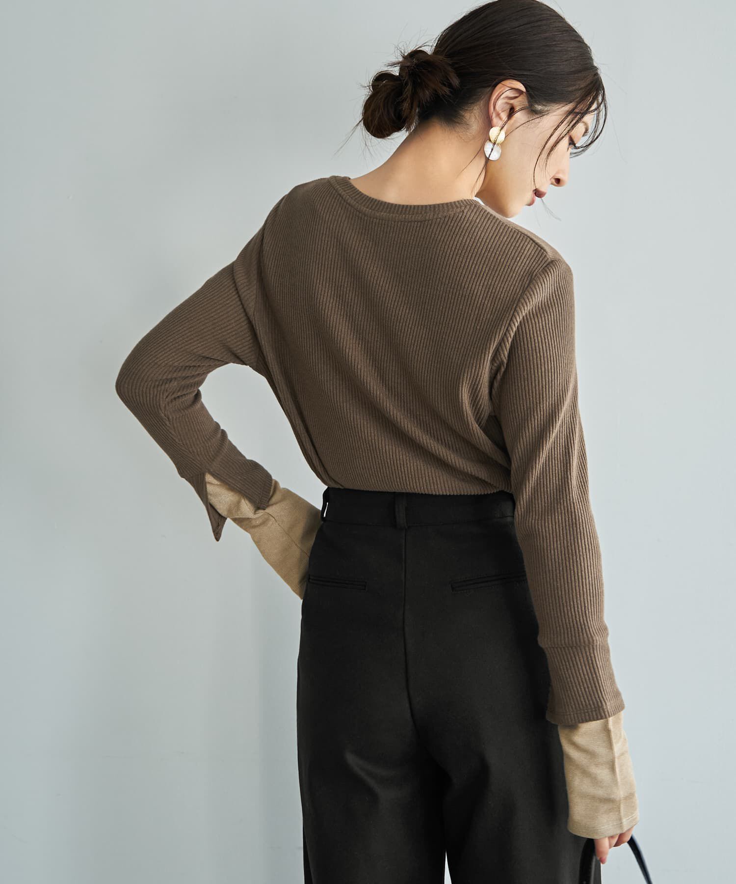 STYLE DELI「カラーレイヤードリブカットソートップス」|Tシャツ・カットソー|