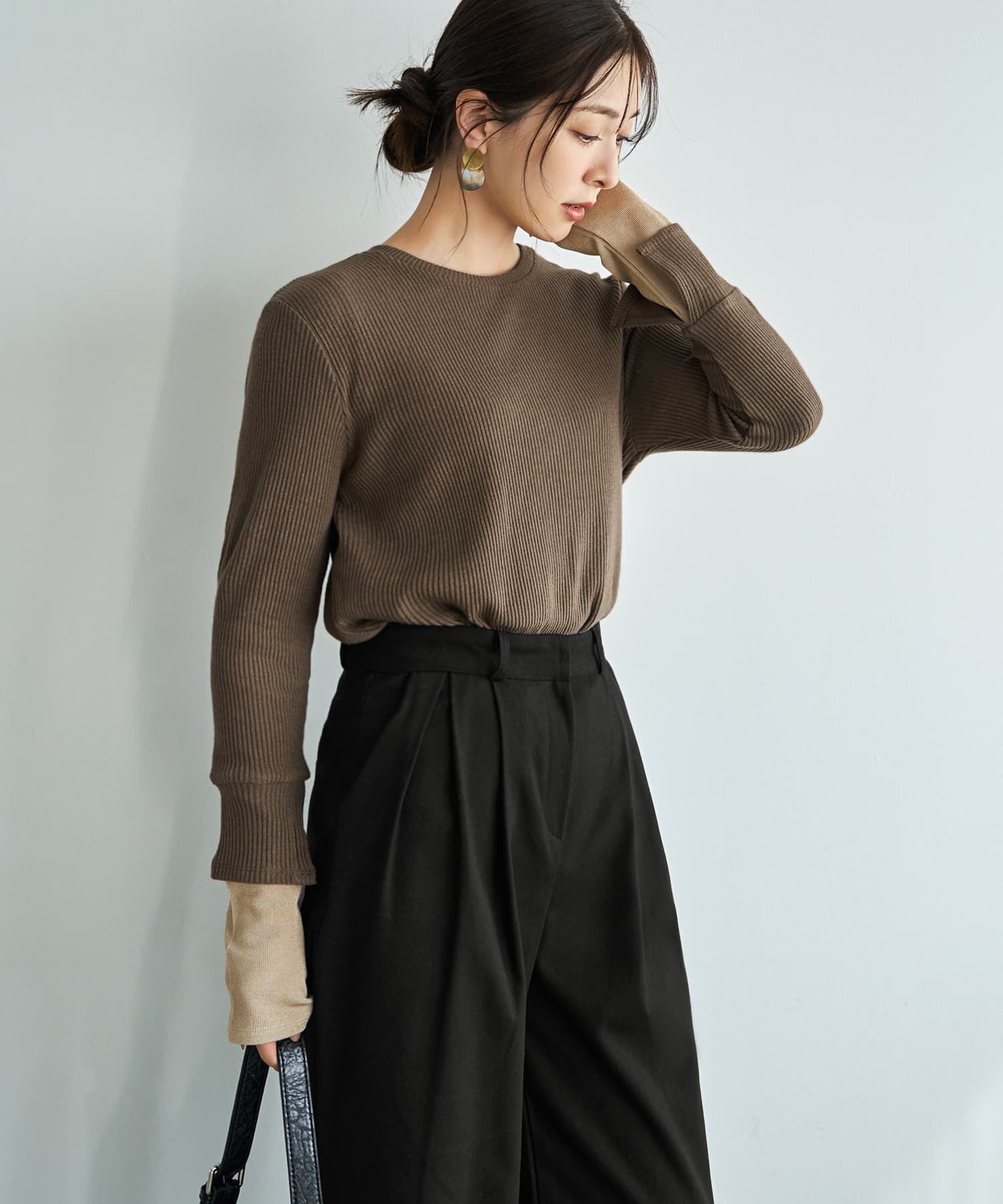 STYLE DELI「カラーレイヤードリブカットソートップス」|Tシャツ・カットソー|