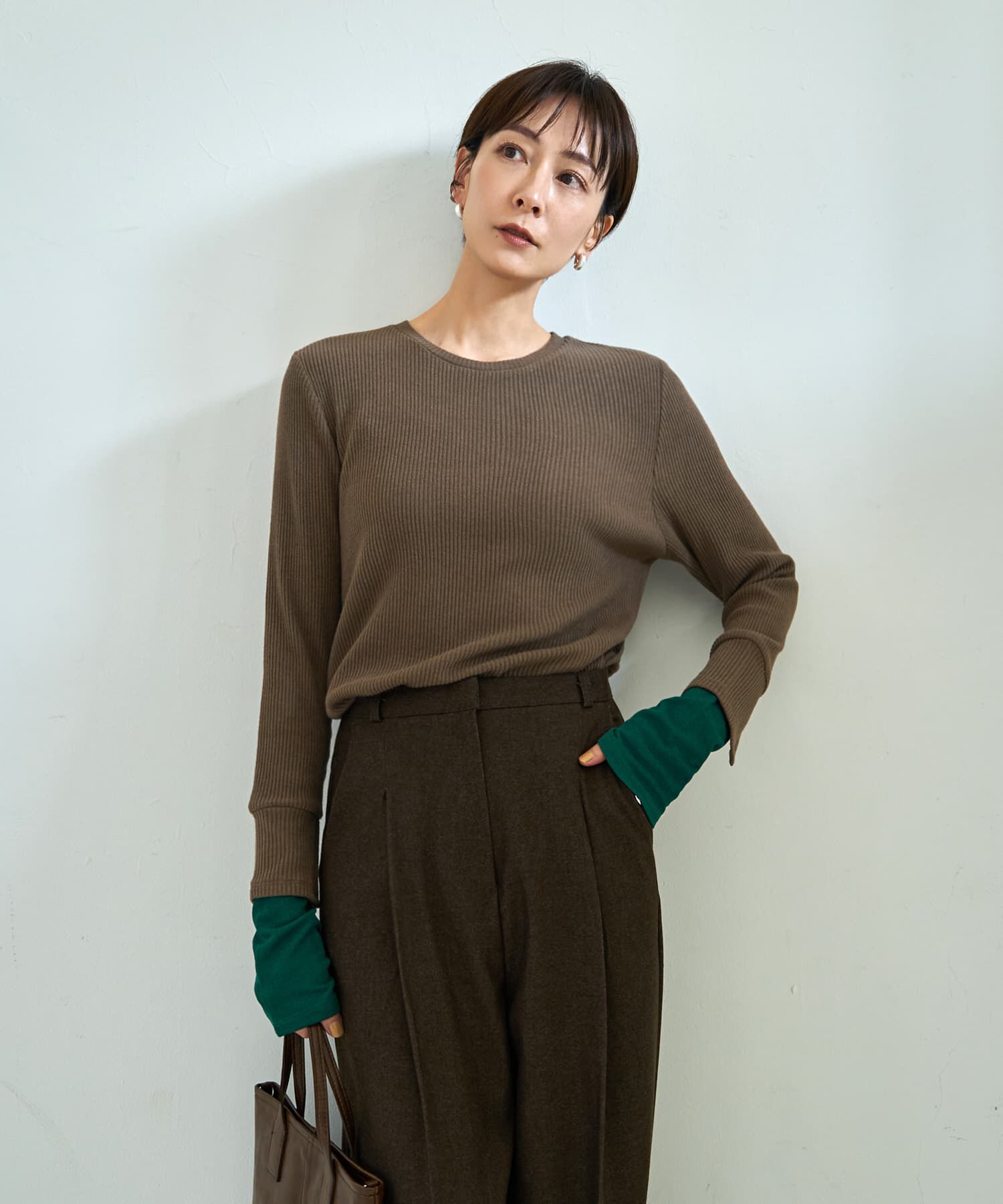 STYLE DELI「カラーレイヤードリブカットソートップス」|Tシャツ・カットソー|