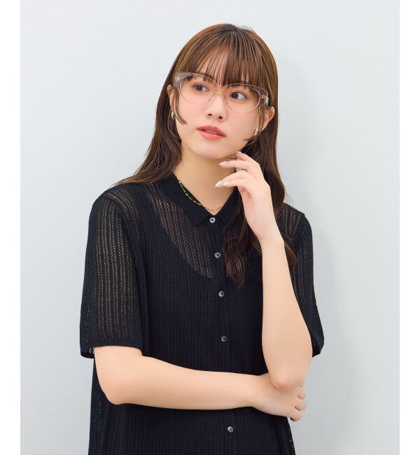  「フォックス型 メガネ | キャッツアイ 黒縁フレーム 伊達メガネ ユニセックス CLASSIC  レンズ交換券付」|メガネ|ブラウン