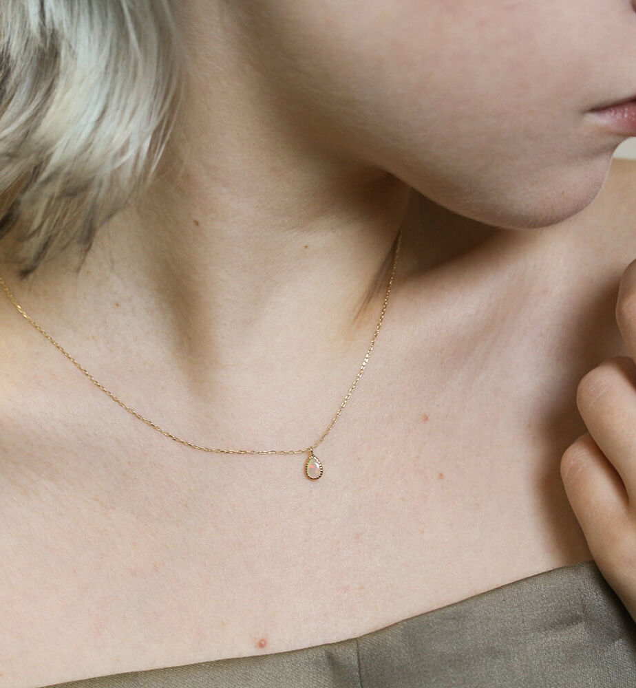  「オパール ペアシェイプ ネックレス | K10YG」|ネックレス|