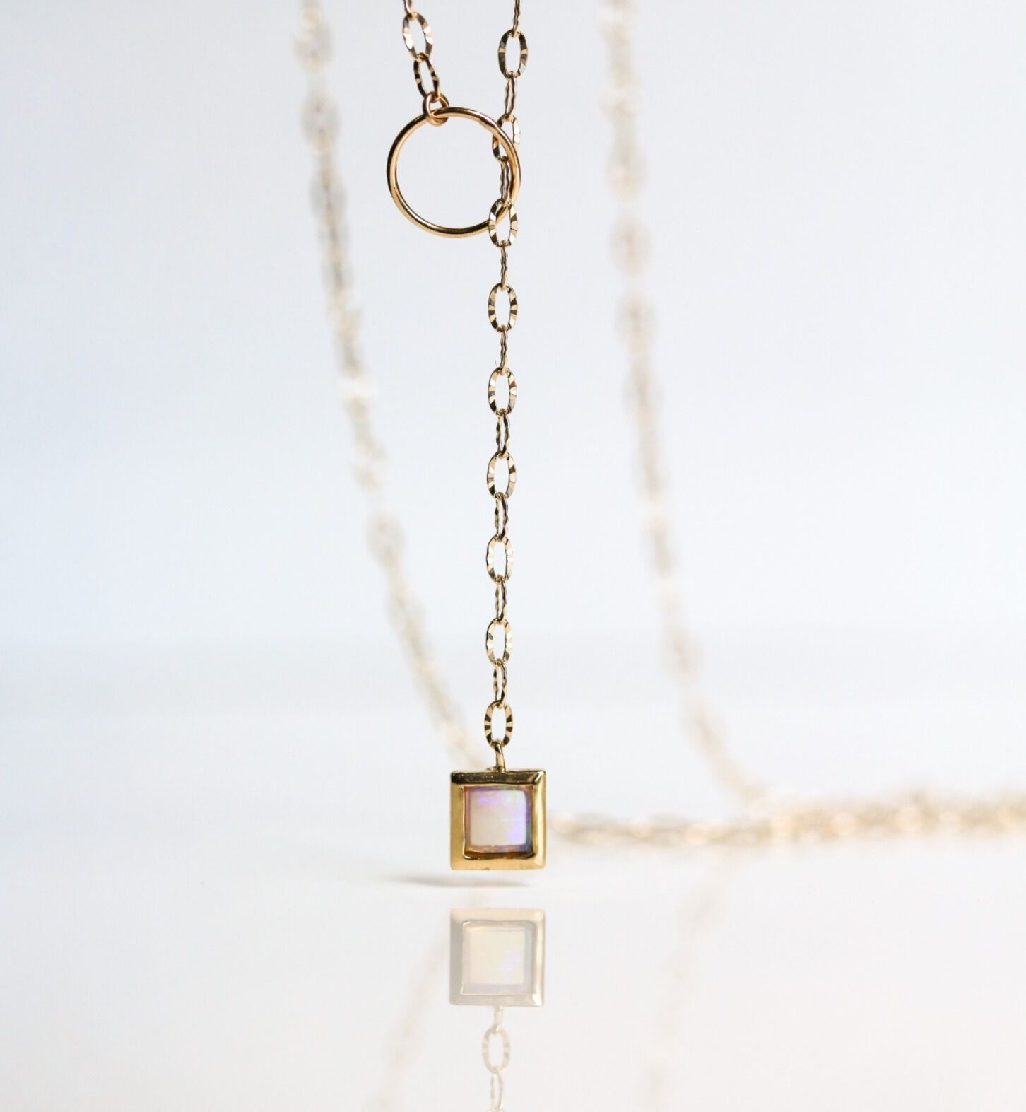  「オパール スクエア ネックレス | K10YG」|ネックレス|