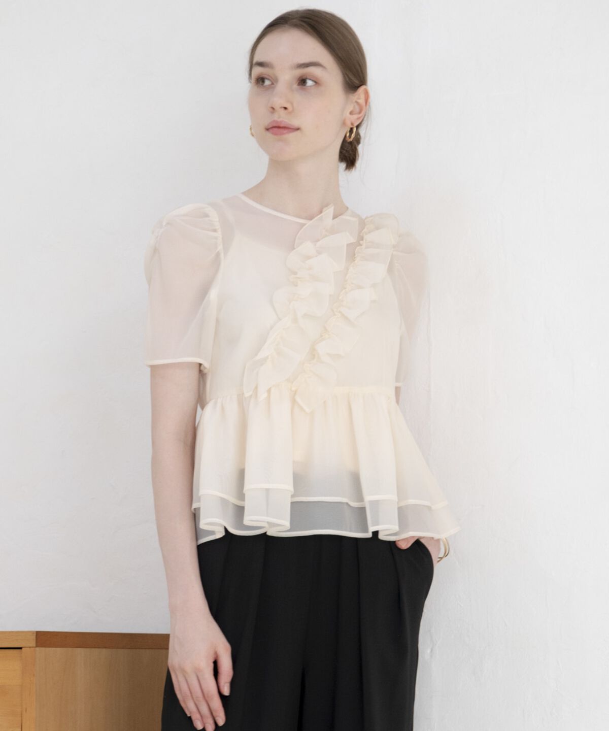 アンドクチュール「キャミ付きペプラムシアーブラウス」|シャツ・ブラウス|