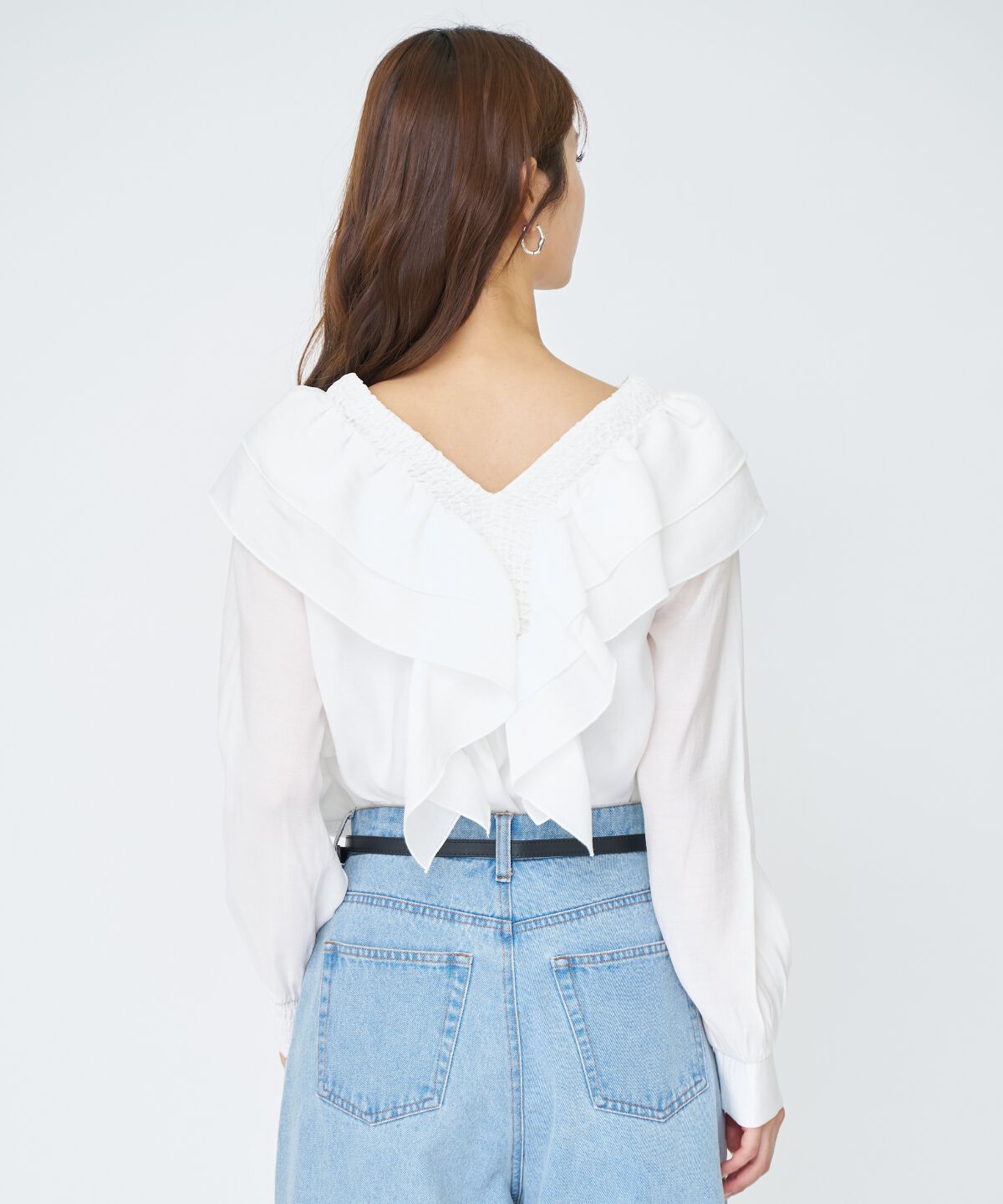 アンドクチュール「シャーリングフリルブラウス」|シャツ・ブラウス|