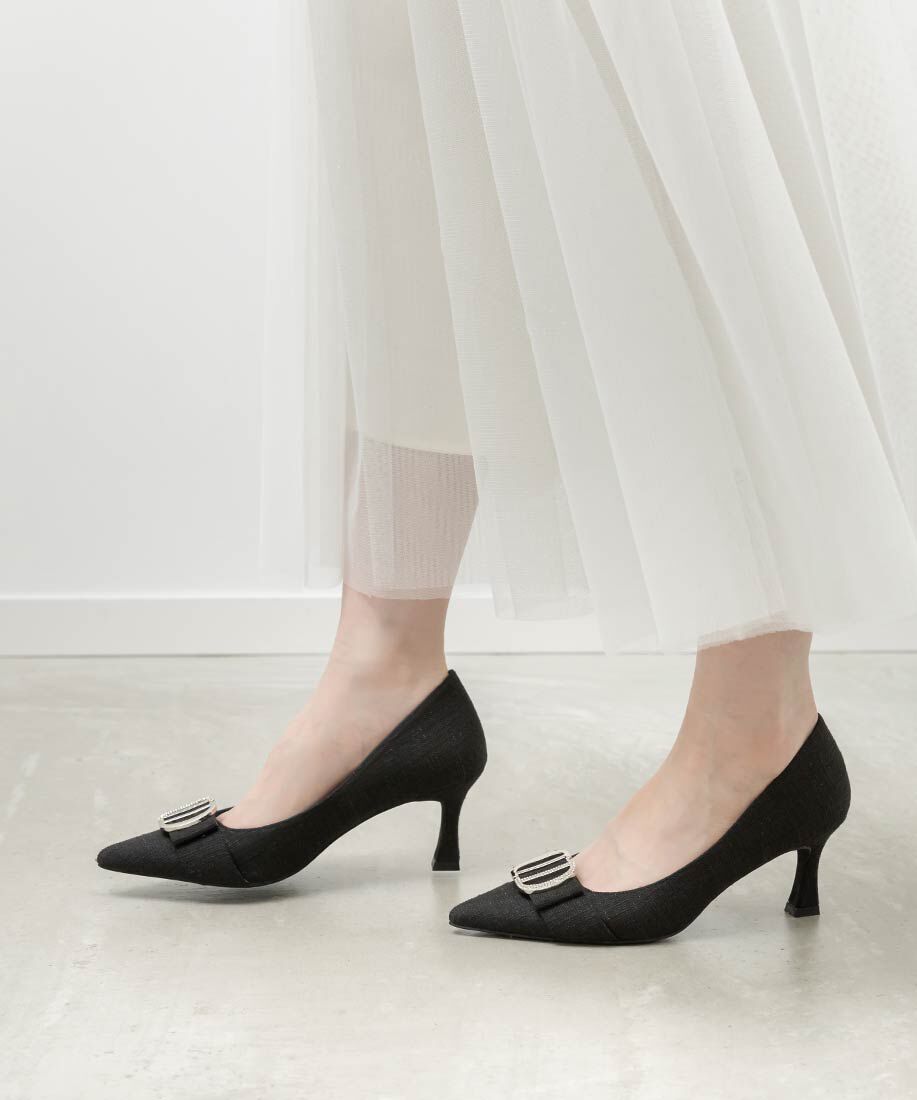  「ビジューパーツポインテッドトゥパンプス」|パンプス|