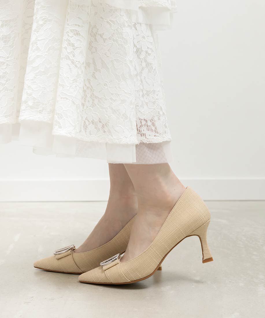  「ビジューパーツポインテッドトゥパンプス」|パンプス|