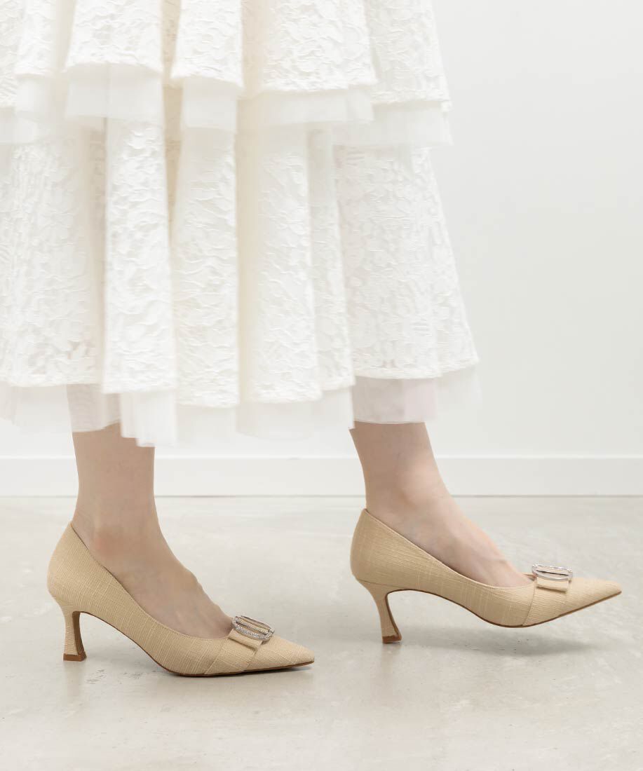  「ビジューパーツポインテッドトゥパンプス」|パンプス|