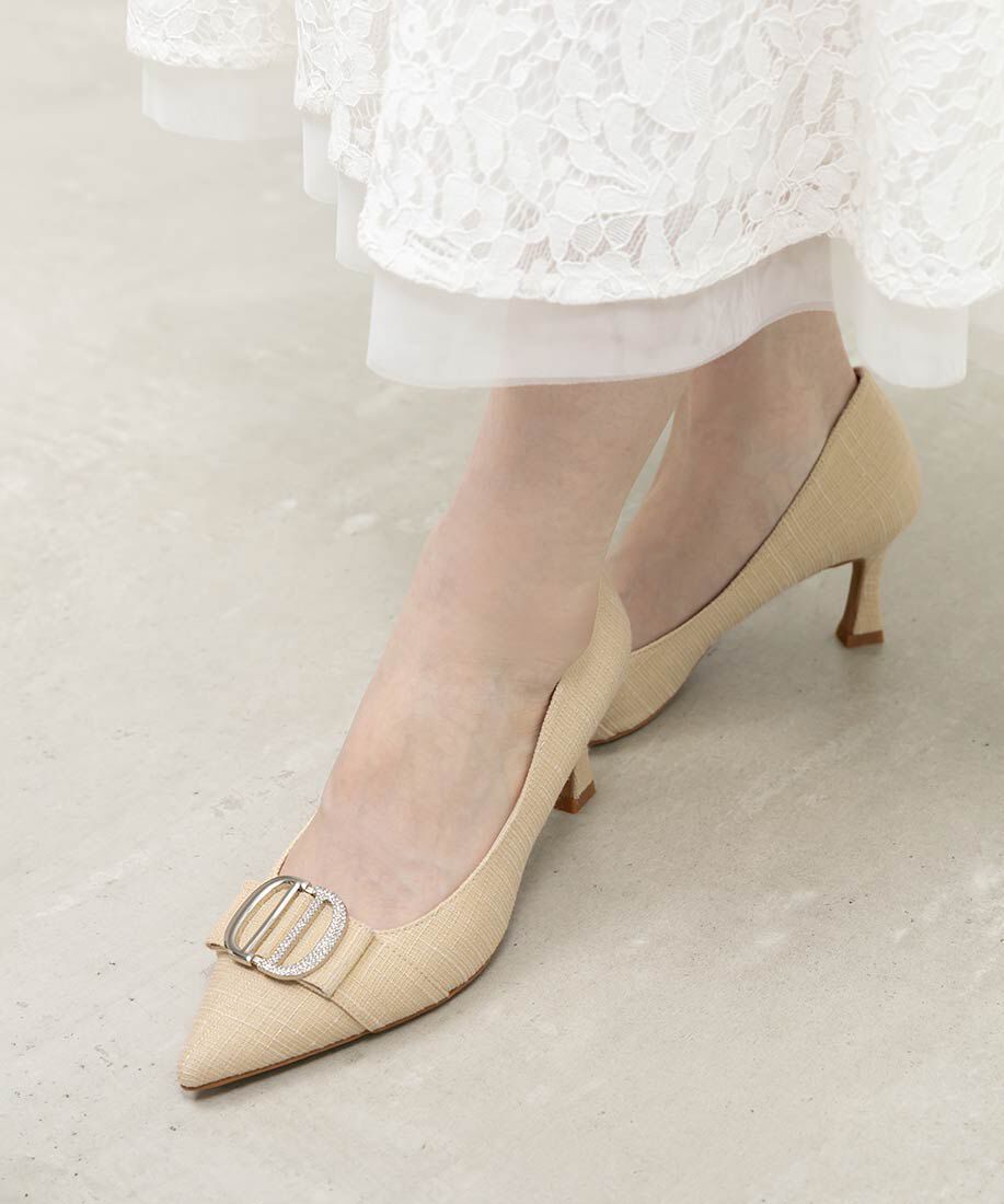  「ビジューパーツポインテッドトゥパンプス」|パンプス|