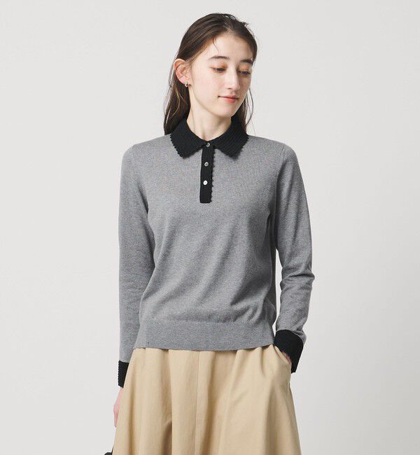 UNITED ARROWS「クロシェ ポロニット ‐ウォッシャブル‐」|ニット・セーター|MD.GRAY